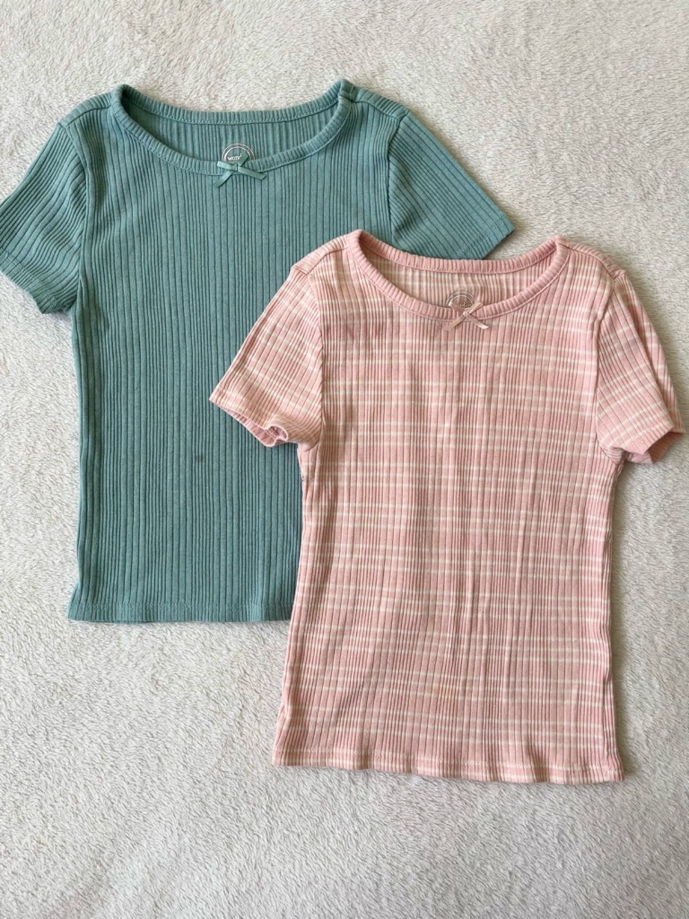 wonder nation Ribbed Short Sleeve Tee in Pink and Teal